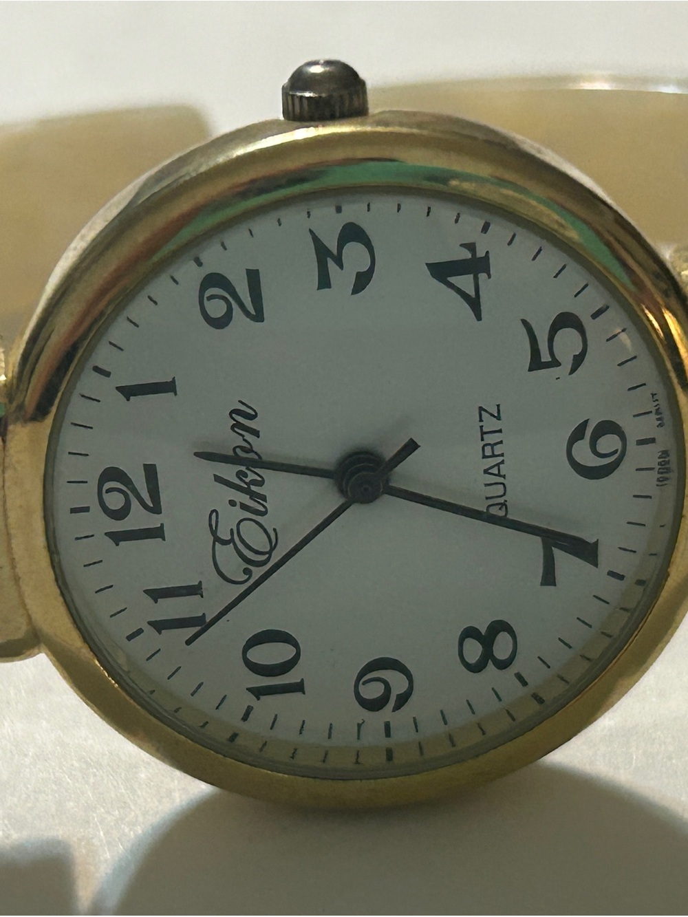 Vintage Eikon Ivory Lucite Bangle Cuff Watch Japanese Quartz